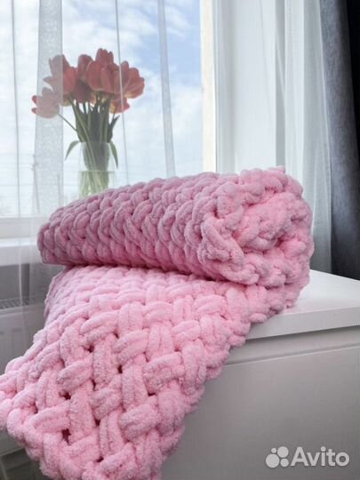 Плед детский плюшевый вязанный