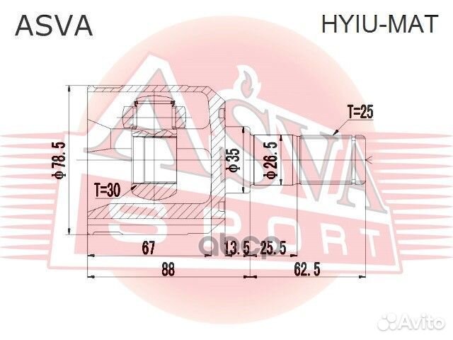 ШРУС внутренний перед лев ;hyundai/ matrix 1