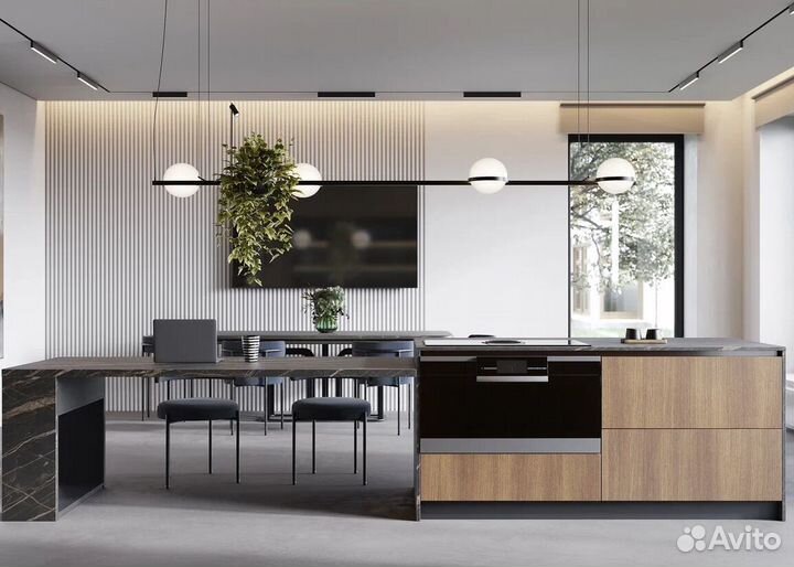 Кухня под потолок стильная