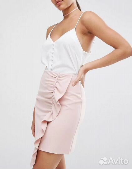 Новая юбка-трапеция мини с оборкой ASOS, красная