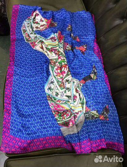 Палантин hermes 175х65 шелк италия