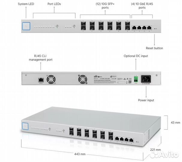 Коммутатор Ubiquiti US-16-XG