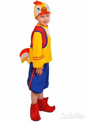 Костюмы петуха, курочки, цыпленка и утки, попугая