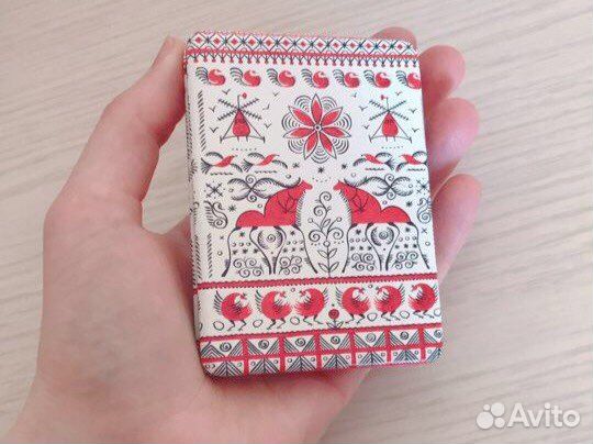 Зеркальце карманное принт Мезенская роспись