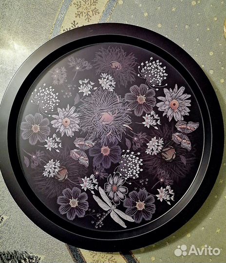Поднос круглый металлический
