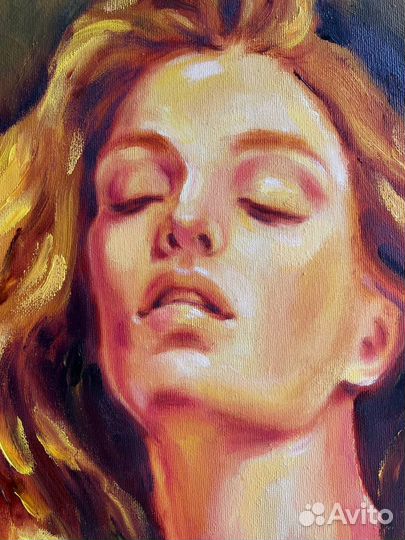 Картина маслом ночь луна девушка оригинальная