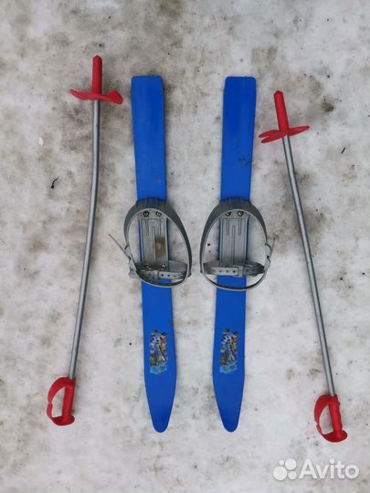 Детские лыжи с палками 50 см