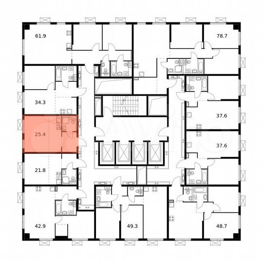 Квартира-студия, 25,4 м², 25/33 эт.