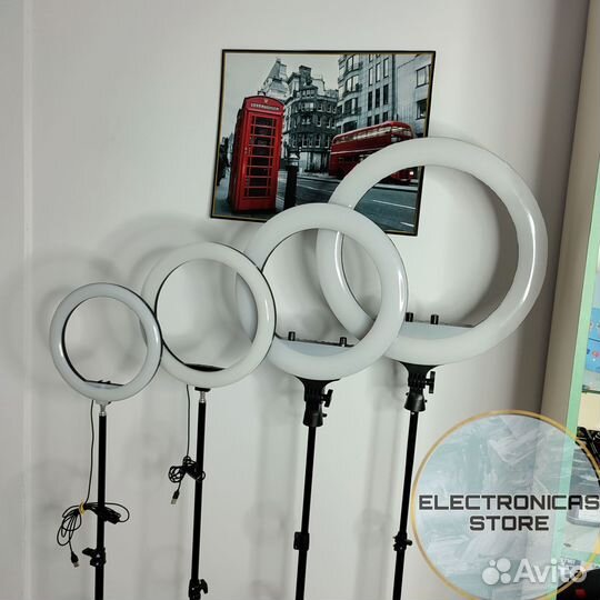 Кольцевая Лампа 36 см со Штативом Светло-Алебастро