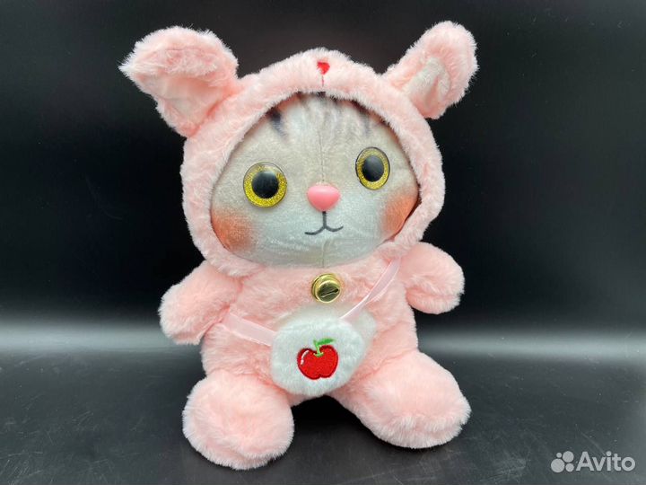 Мягкая игрушка кот в капюшоне в пижаме кигуруми