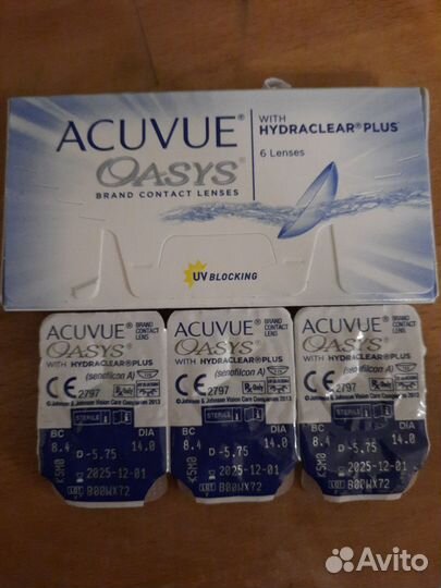 Линзы контактные acuvue oasys -5, 75. 9 шт