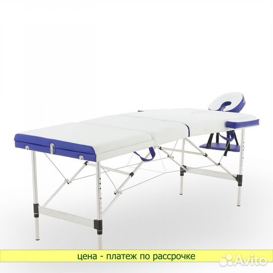 Массажная кушетка JF-AY01A 3 секции, бело-синий