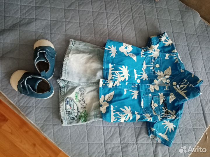 Костюм для мальчика, рубашка, шортики, тапочки