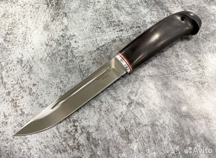 Финский нож Пуукко, кованая 95х18, черный граб, А