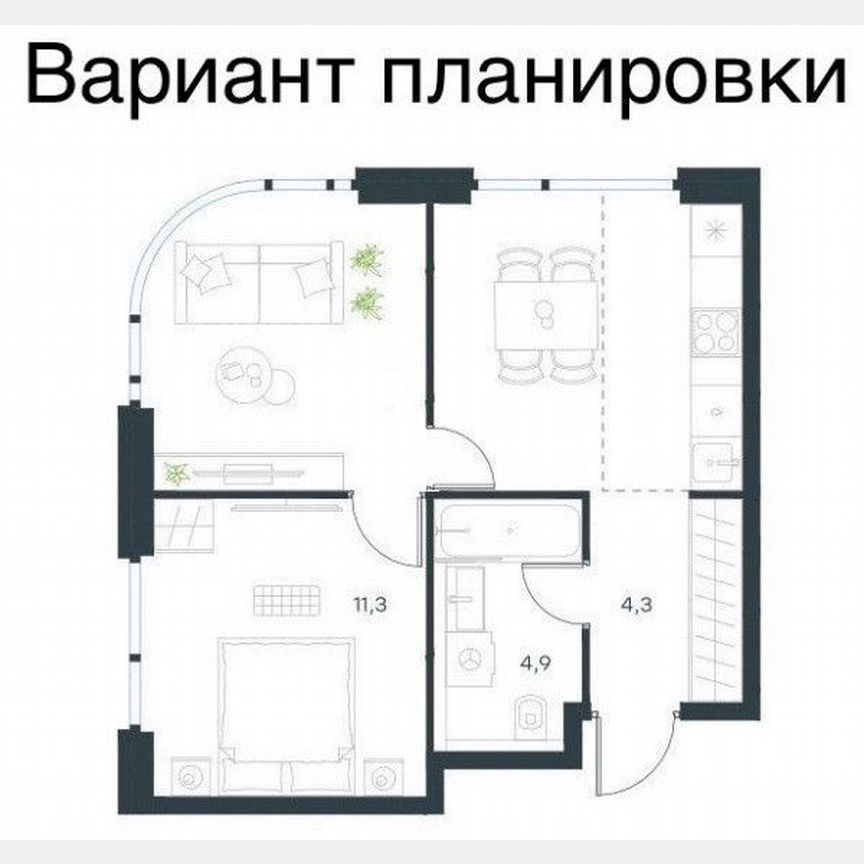 2-к. квартира, 43,9 м², 3/20 эт.