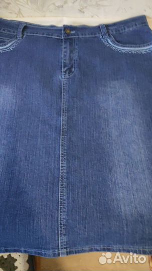 Джинсовая юбка большого размера,58 - 60 р. Стрейч