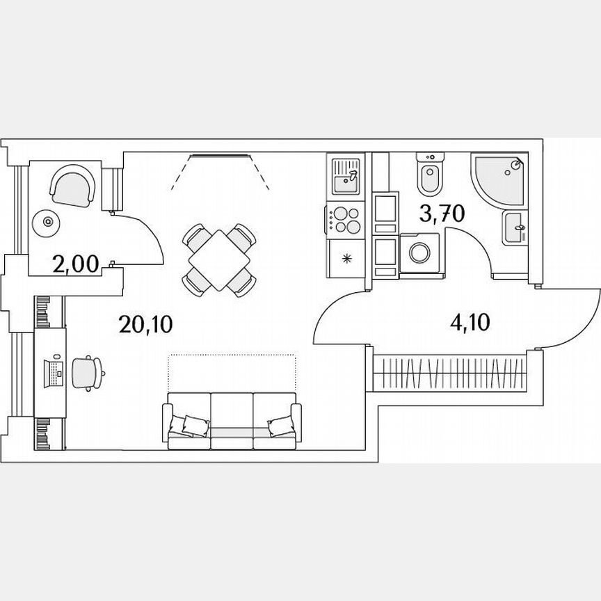 Квартира-студия, 23,6 м², 11/13 эт.
