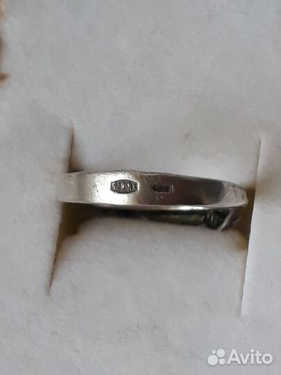 Кольцо с зелёным гранатом.Серебро 875. Эпоха СССР