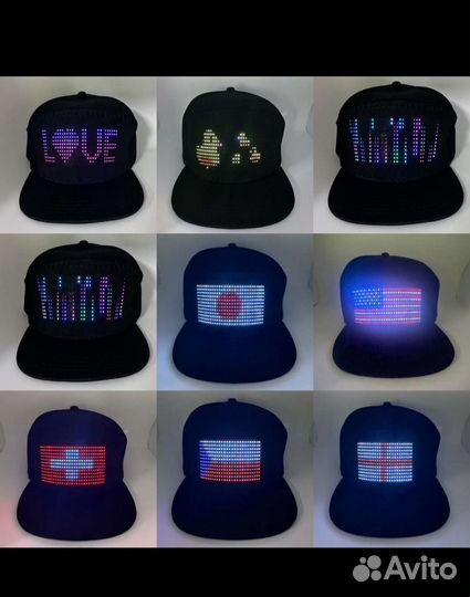 Кепка бейсболка с дисплеем Led