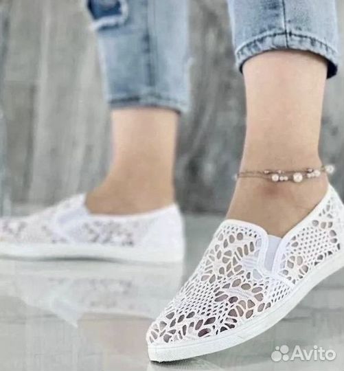 Мокасины лоферы летние кружево 37