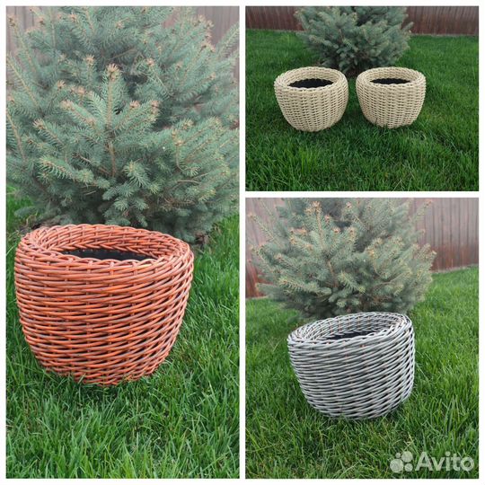 Кашпо из искусственного эко ротанга