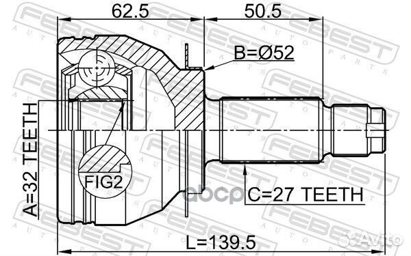 Шрус наружный 32x52x27 0810-B13MT Febest