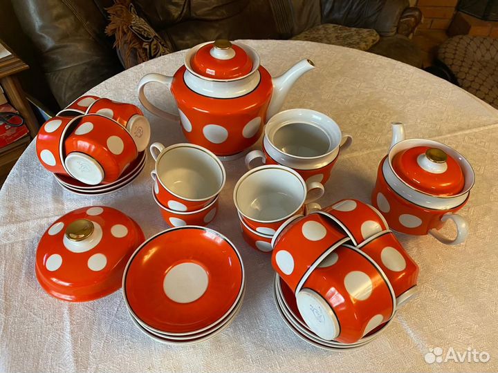 Чайный сервиз СССР «Горох» Винтаж, 12 персон