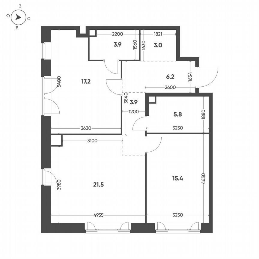2-к. квартира, 76,9 м², 12/16 эт.