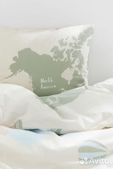 Постельное белье H&M home карта мира