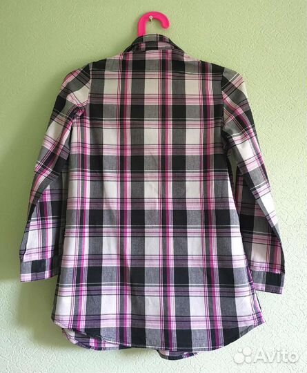 Рубашка принт клетка, на девочку 10-11 лет, 146 см