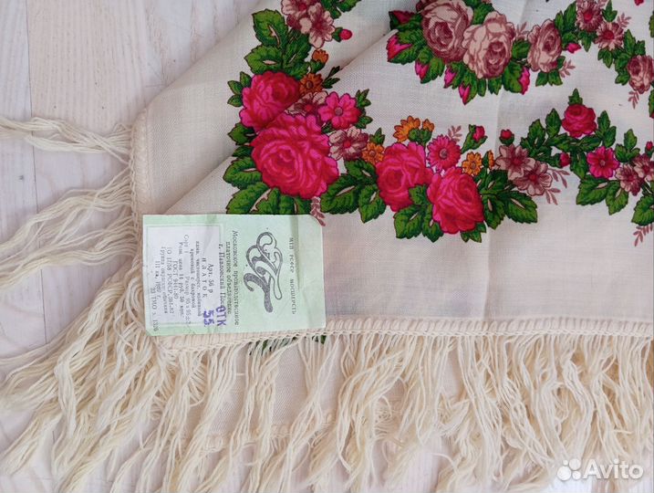 Павловопосадский платок шерсть, новый, СССР