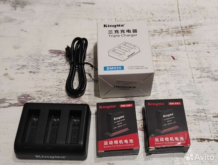 Зарядка DJI Osmo Action + 2 аккумулятора