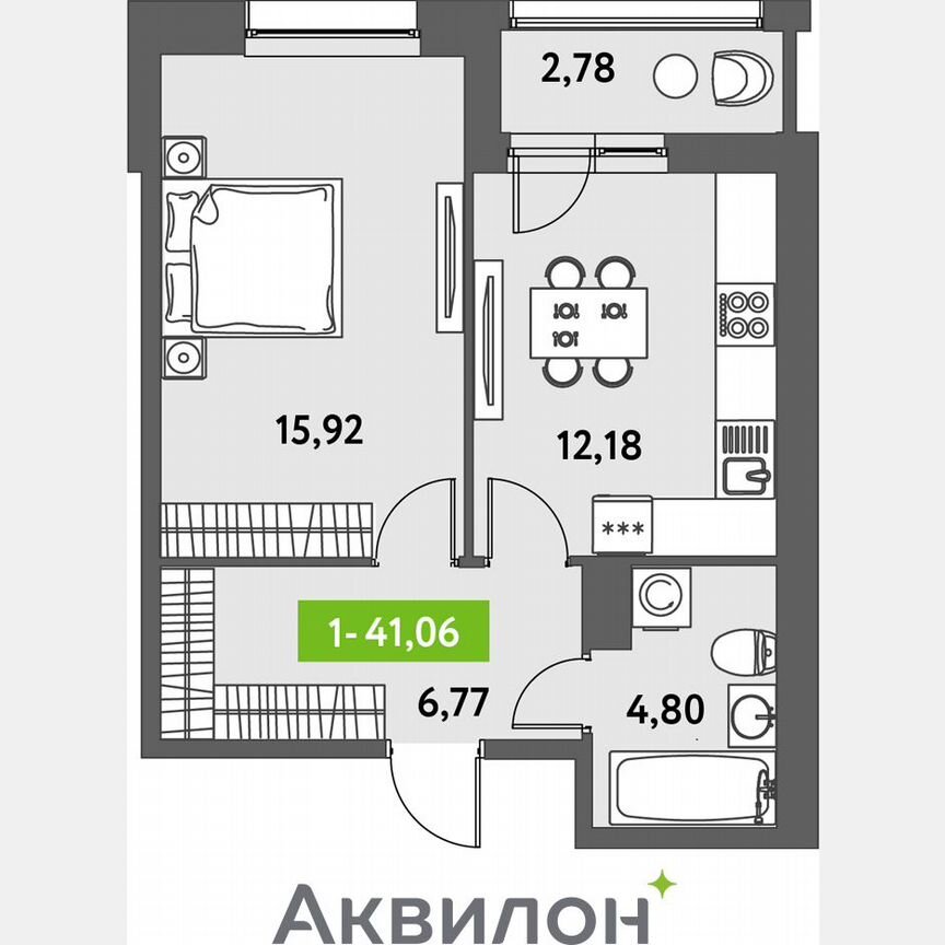 1-к. квартира, 42,4 м², 5/12 эт.