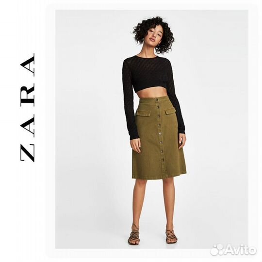 Юбка Zara 40 42 джинсовая из плотного хлопка