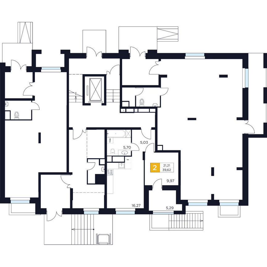 1-к. квартира, 39,6 м², 1/8 эт.