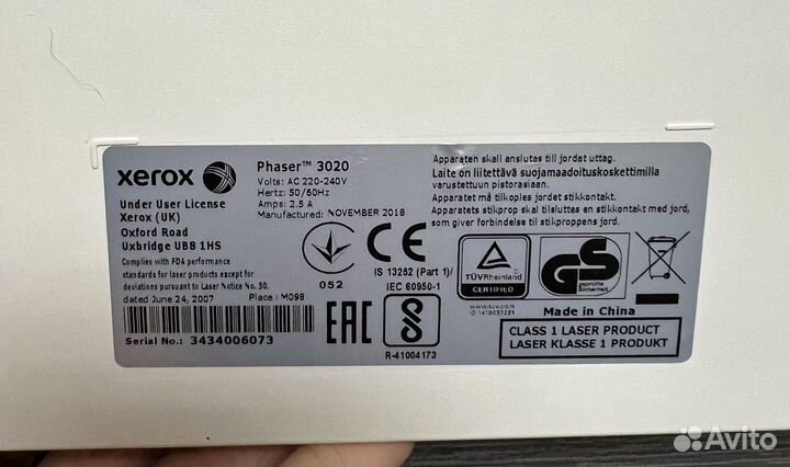 Принтер лазерный Xerox Phaser 3020