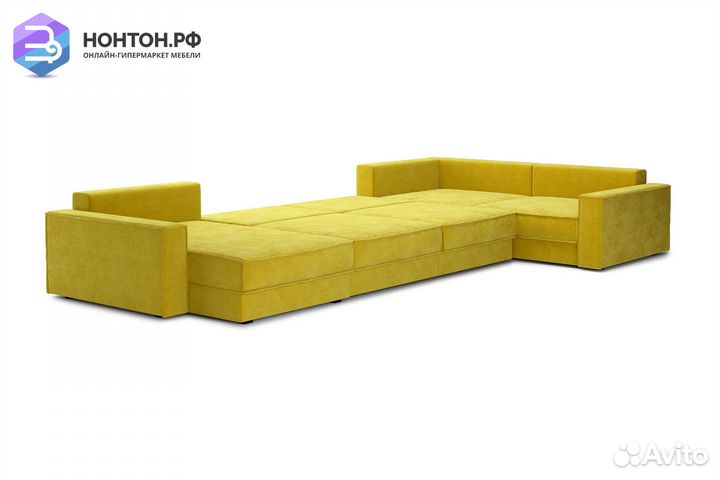 Диван п-образный тик-так Сохо горчичный