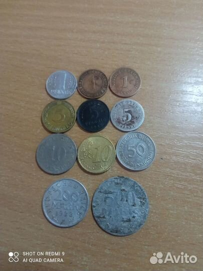 Лот монет ГДР,Германская Империя,Веймарская,Соврем