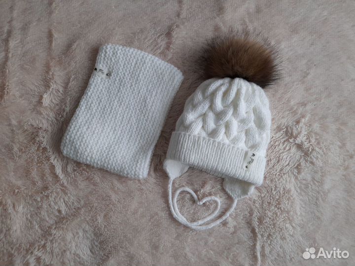 Комплект зимний шапочка и снуд под заказ