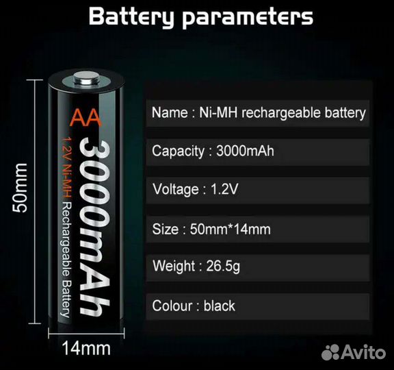 Аккумуляторы Palo AA 1,2v 3000 mah 4 шт+кейс