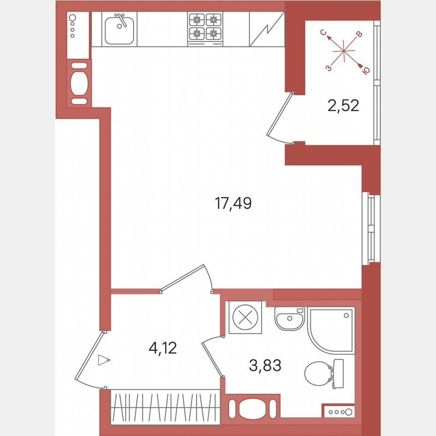 Квартира-студия, 26,7 м², 9/11 эт.