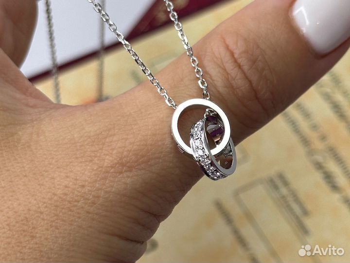 Колье Cartier love белое золото 18K бриллиантами