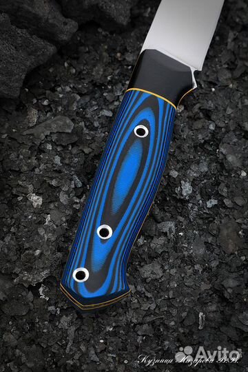 Нож №15 Х12мф цм микарта синяя + черная