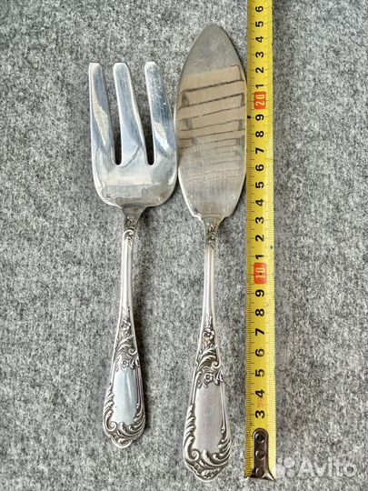 Приборы для сервировки рыбы, посеребрение, Франция