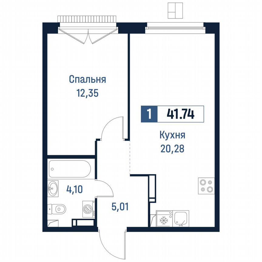 1-к. квартира, 41,7 м², 13/18 эт.