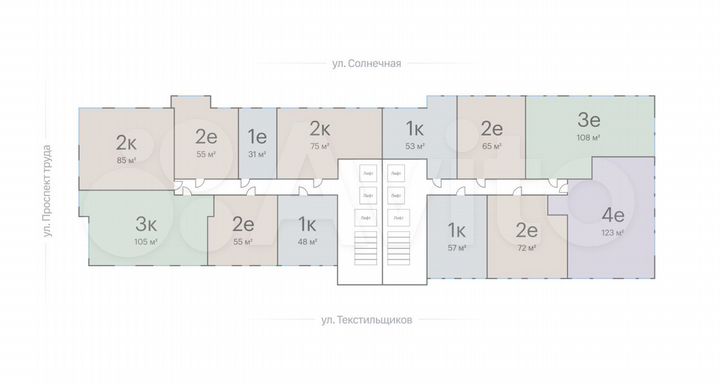 2-к. квартира, 73,6 м², 17/22 эт.