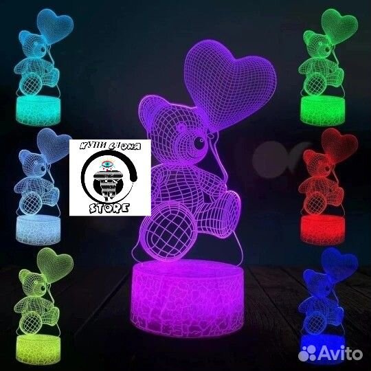 Ночник 3D Мишка HIT Сезона