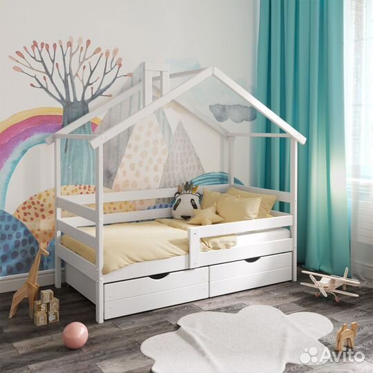 Кроватка MY place с бортиком из натурального дерев