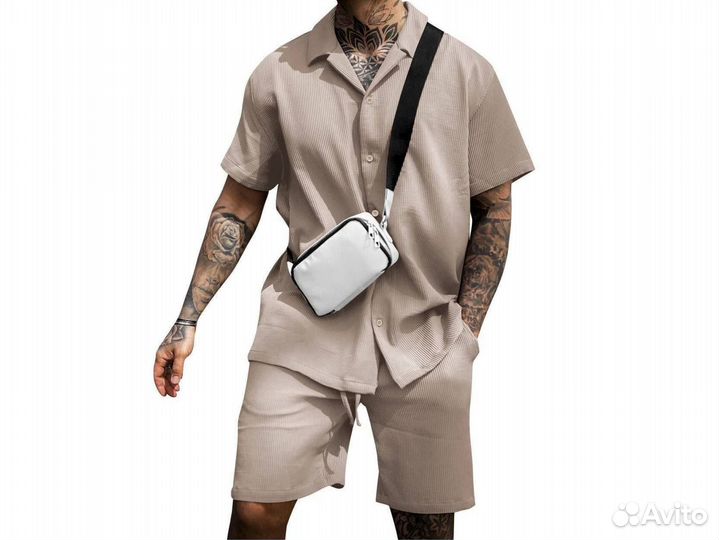 Мужской костюм двойка с шортами летний