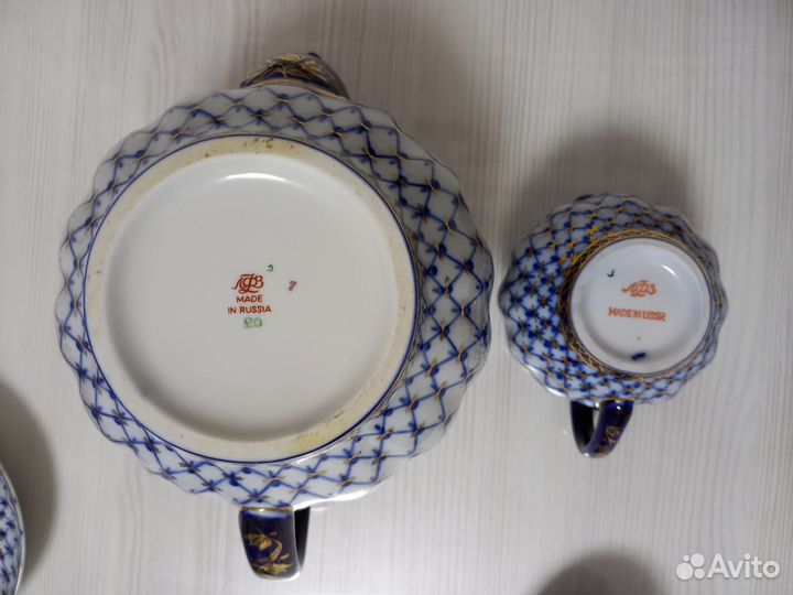 Чайный сервиз Кобальтовая сетка предметы и блюдца